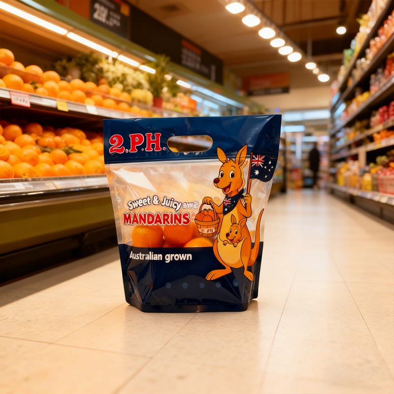 Beg Zip Berdiri Sendiri Bernafas Buah-buahan Segar