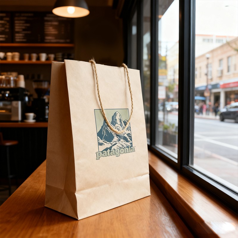 Beg Tote Hadiah Kertas Kraft dengan Tali Kertas