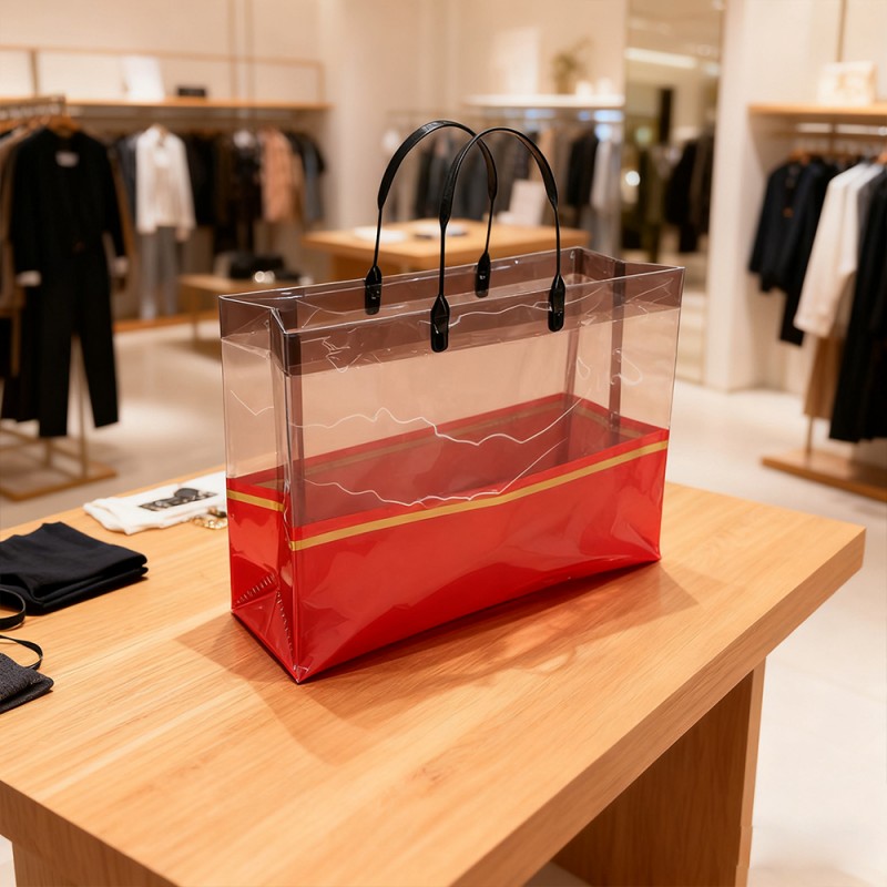 Beg Tote Beli-belah CPP Band Emas Lutsinar